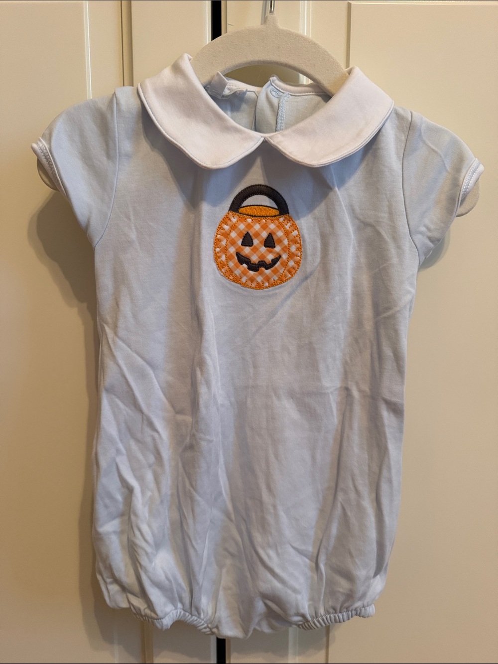 Magnolia Baby Blue Pumpkin Patch Appliqué Romper